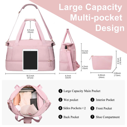 Travel Duffel Bag for Women Gym Bag with USB Charging Port Large Weekender Overnight Bag Yoga Duffle Bags