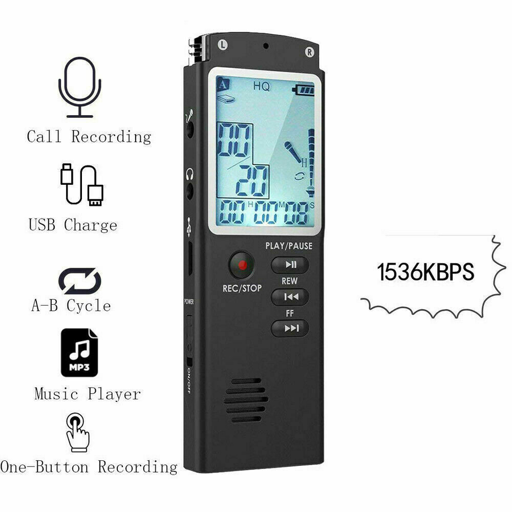 Lecture Digital Voice Recorder Dictaphone Audio MP3 Sound Mini Recorder Player