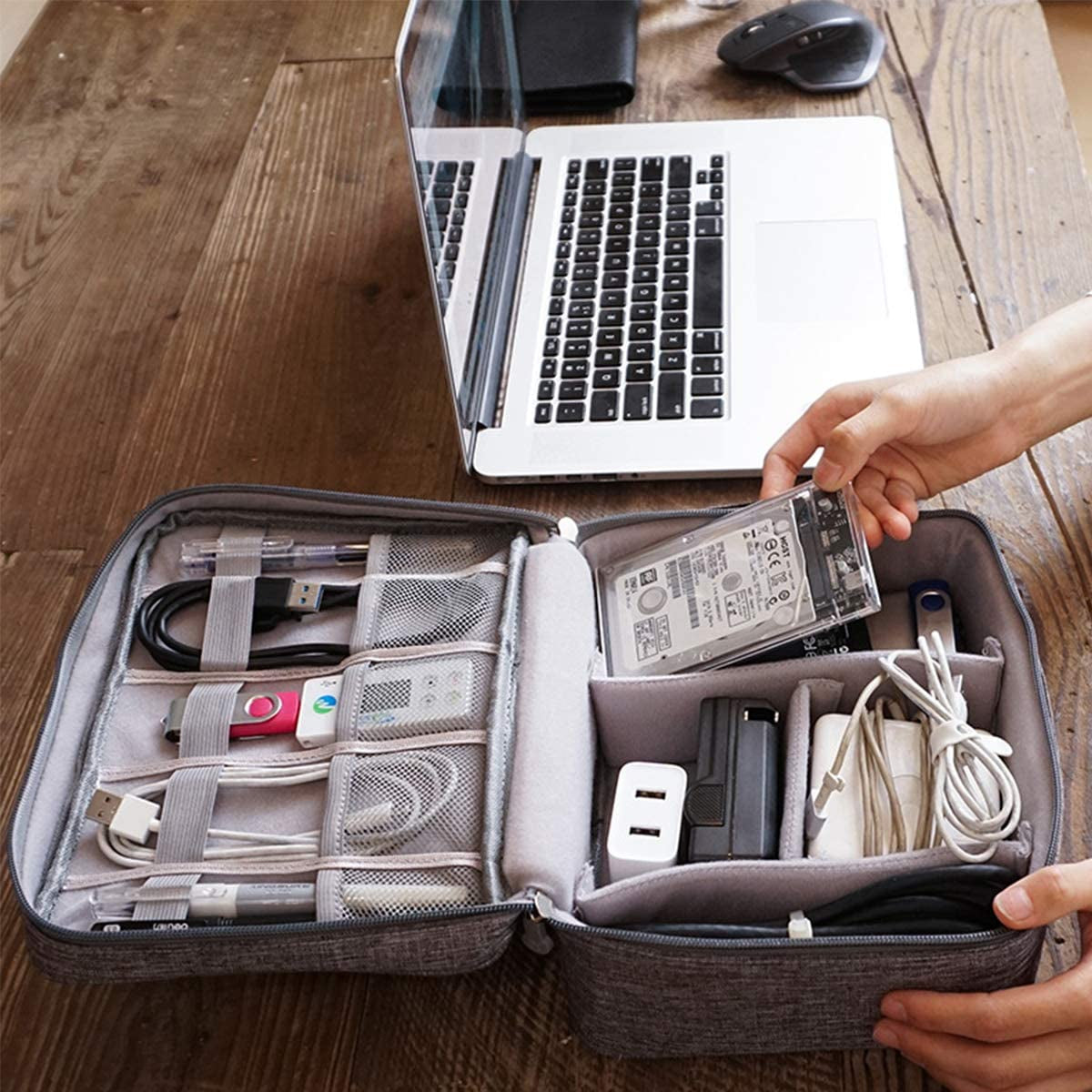 Electronics Organizer, Electronic Accessories Bag Travel Cable Organizer Three-Layer