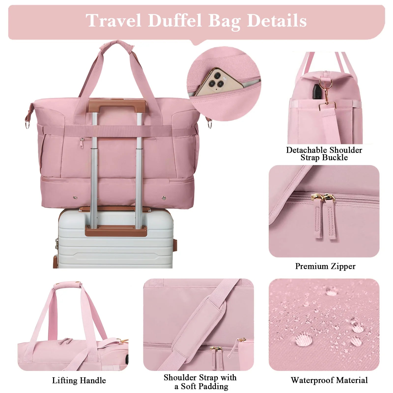 Travel Duffel Bag for Women Gym Bag with USB Charging Port Large Weekender Overnight Bag Yoga Duffle Bags