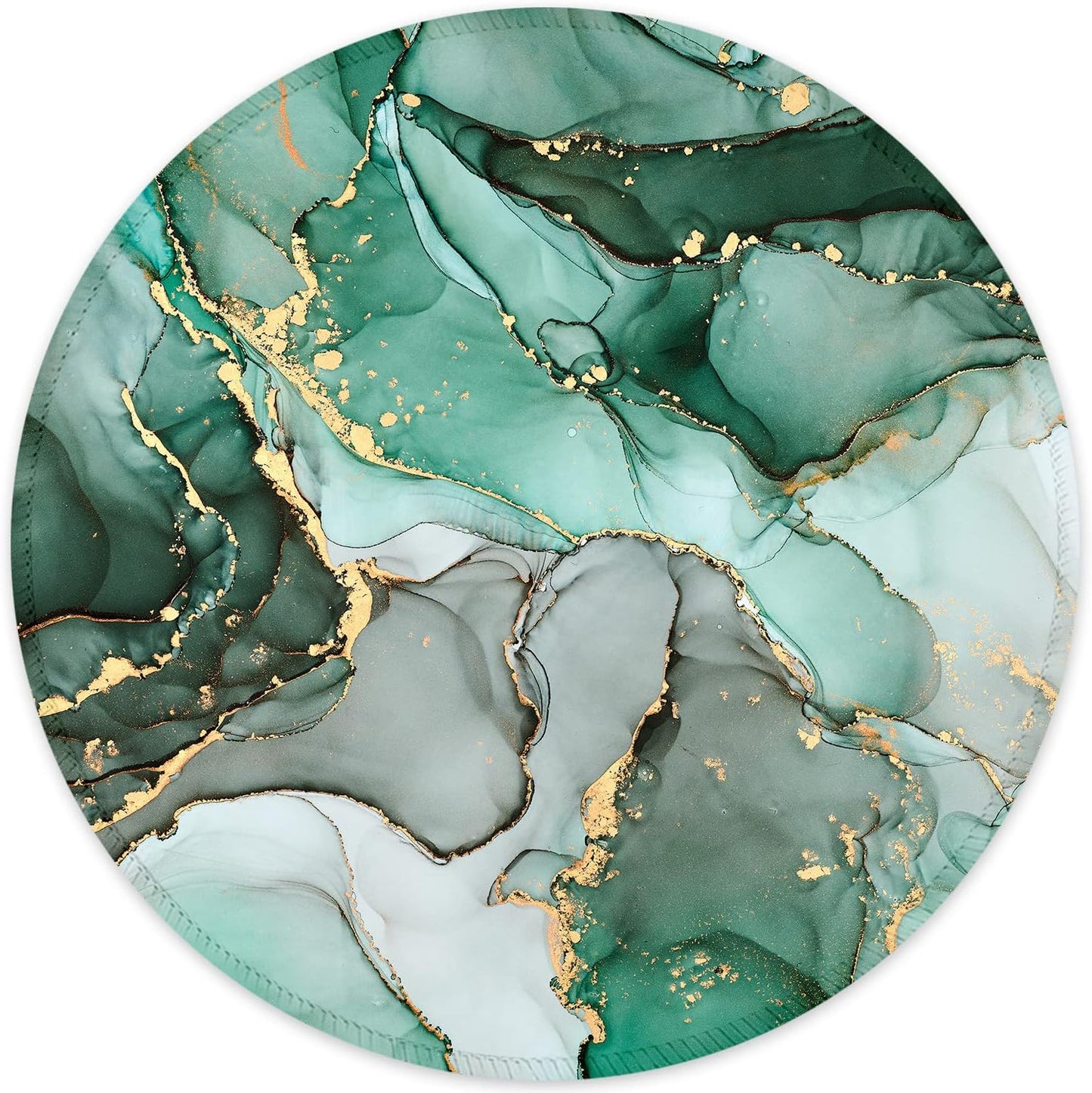  Mouse Pad with Stitched Edge Premium-Textured Waterproof Non-Slip Rubber Base Desktop Protection Mat Diameter 8.7 Inches, Green Marble Texture
