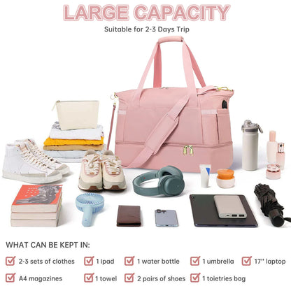 Travel Duffel Bag for Women Gym Bag with USB Charging Port Large Weekender Overnight Bag Yoga Duffle Bags