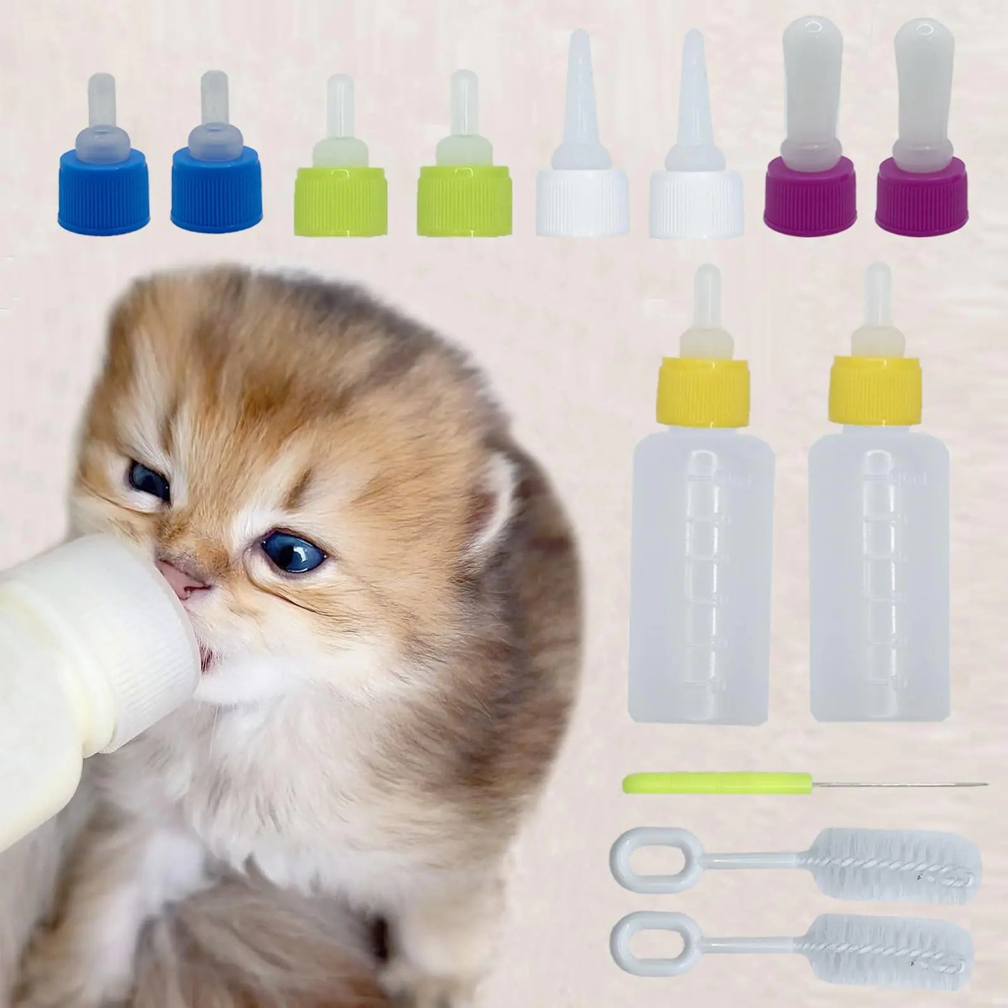 Bottle Kit 60ml Pet Feeding Bottle pet Feeding Tool Newborn Animal Feeder Practical Replacement Pet Bottle with 10pcs Nipples
