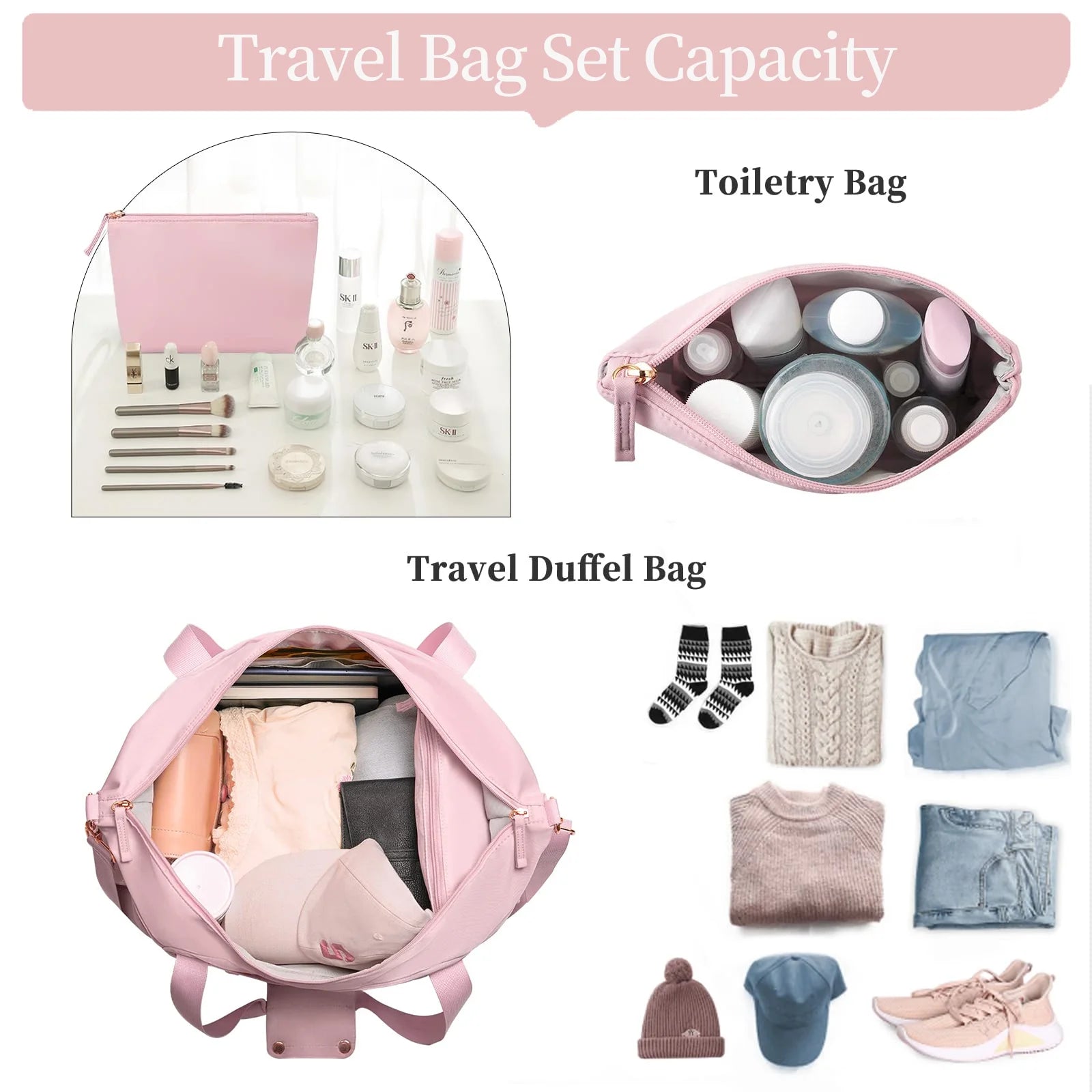 Travel Duffel Bag for Women Gym Bag with USB Charging Port Large Weekender Overnight Bag Yoga Duffle Bags