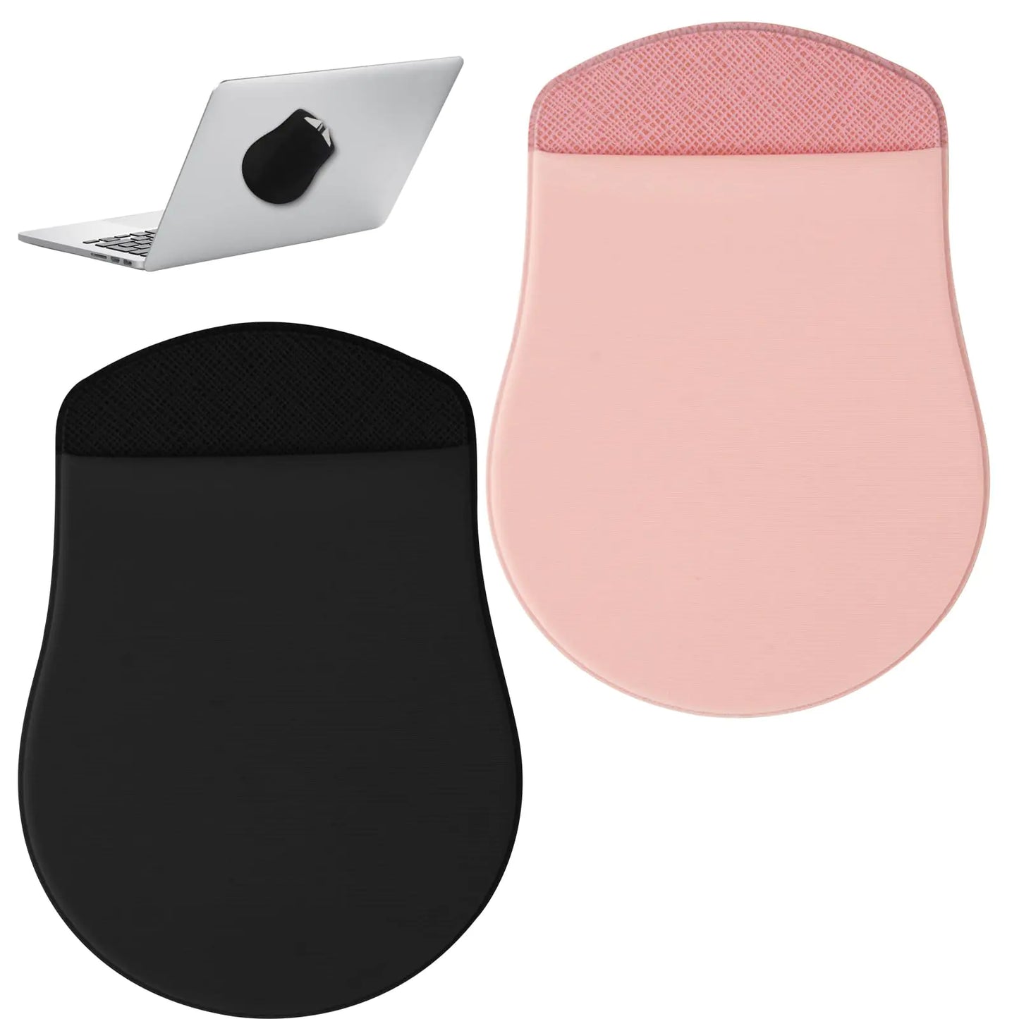 Asofelk 2PCS Stick-On Mouse Pouch 2 Color Mouse Holder for Laptop & Reusable Adhesive Slim Laptop Mouse Holder No Glue Residue Mouse Pouch for Laptop Computer Office Home (Pink Black)