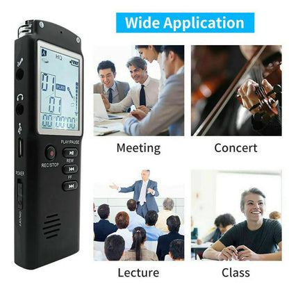 32G Voice Activated Mini Digital Sound Audio Recorder Dictaphone MP3 Player USB Noise Reduction