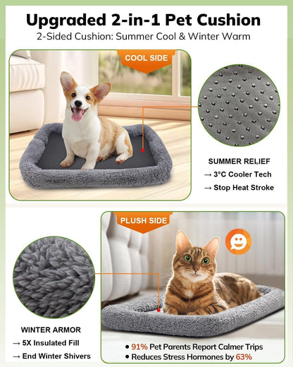Cat Carrier - Cat Carrier Soft for Medium or Large Cats up to 20Lbs, with Dual-Sided Cushion, Secure Buckle and Foldable Bowl