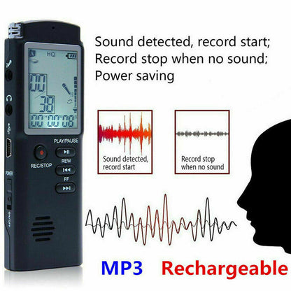 Lecture Digital Voice Recorder Dictaphone Audio MP3 Sound Mini Recorder Player