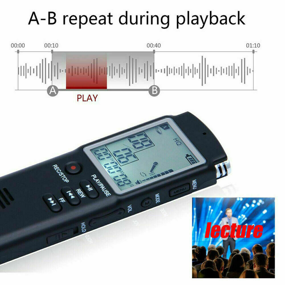 Lecture Digital Voice Recorder Dictaphone Audio MP3 Sound Mini Recorder Player