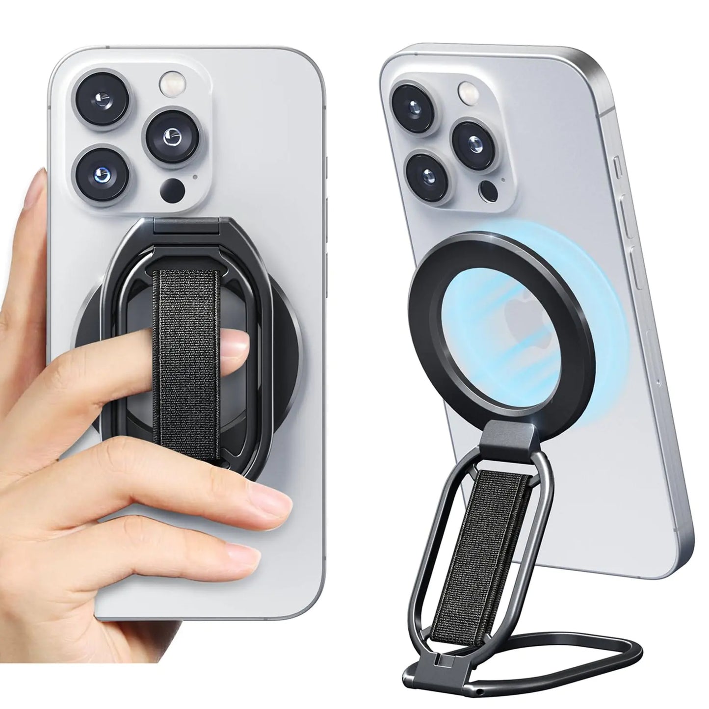 Mindsky All Aluminum Alloy Upgrade for MagSafe Phone Ring Holder with Finger Strap MagSafe Accessories Compatible iPhone16promax/15/14/13/12 SeriesAndroid(Comes with 1 Magnetic Ring)