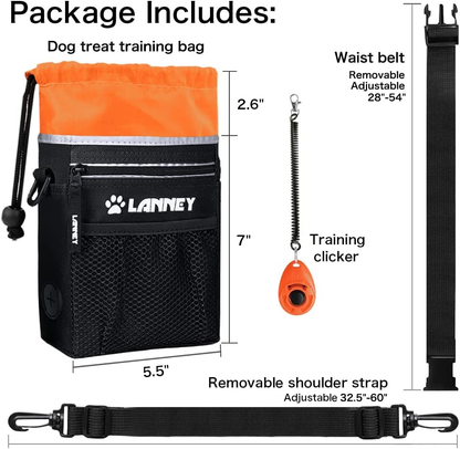 Dog Treat Pouch Pet Training Bag for Small to Large Dogs, Treat Tote Carry Kibble Snacks Toys for Training Reward Walking