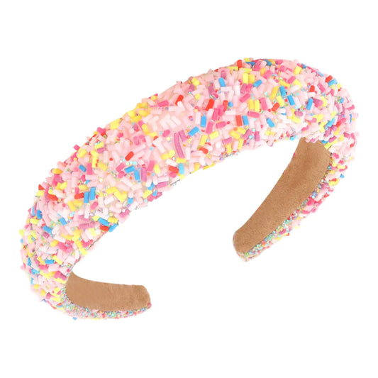 Semato Pink Sprinkle Headband for Women Wide Padded Headband Thick Donut Hairbands Wide Fashion Hair Hoops Thick Padded Girls Hair Accessories