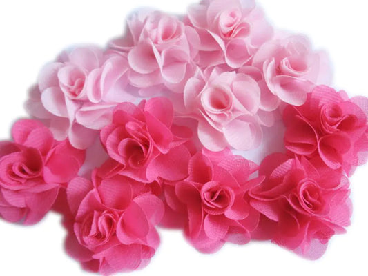 YYCRAFT Pack Of 30 Chiffon Flower 1.75" Hair Flower Headband-Pink/Hot Pink