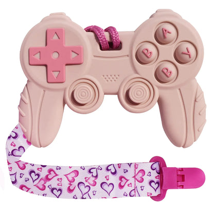 BIGSPINACH Baby Video Game Controller Teether Toy Funny Baby Teething Toys for Babies Gamer Controller (Pink)