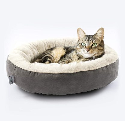 Round Donut Cat and Dog Cushion Bed, 20In Bed for Cats or Small Dogs, Anti-Slip & Water-Resistant Bottom