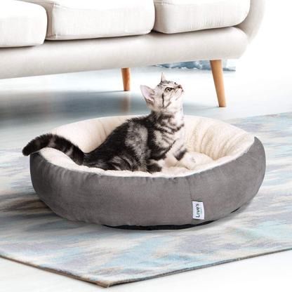 Round Donut Cat and Dog Cushion Bed, 20In Bed for Cats or Small Dogs, Anti-Slip & Water-Resistant Bottom