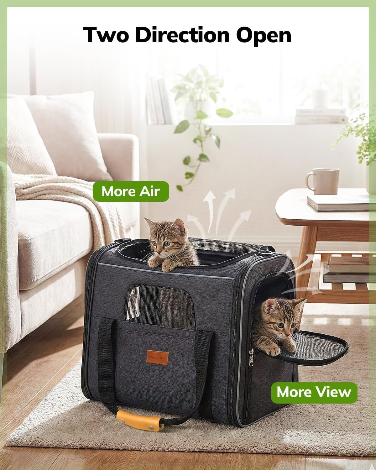 Cat Carrier - Cat Carrier Soft for Medium or Large Cats up to 20Lbs, with Dual-Sided Cushion, Secure Buckle and Foldable Bowl