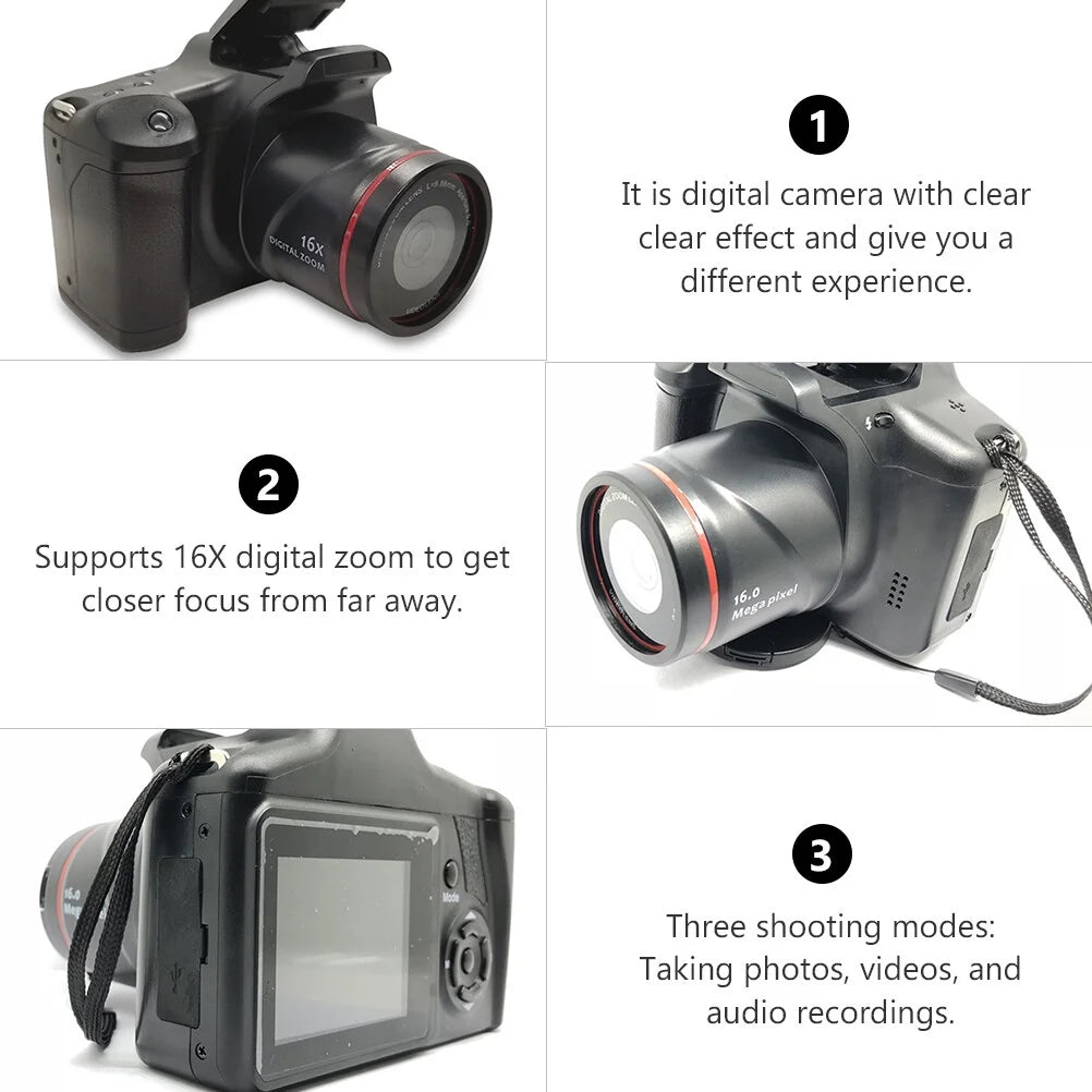 Digital Camera Vlogging Camera for Youtube 3 Inch Screen Compact Camera for Beginners Teens Photography-Black