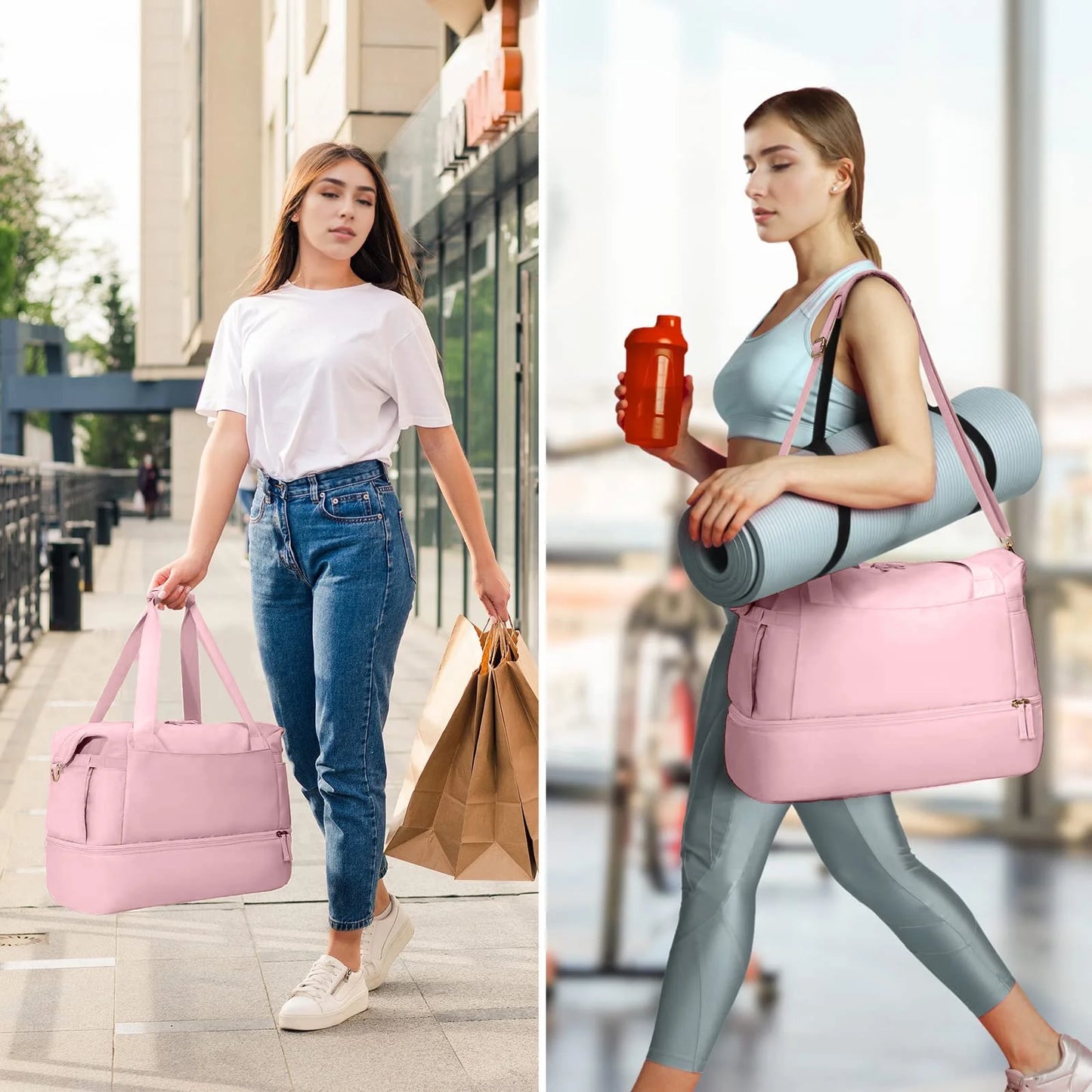 Travel Duffel Bag for Women Gym Bag with USB Charging Port Large Weekender Overnight Bag Yoga Duffle Bags