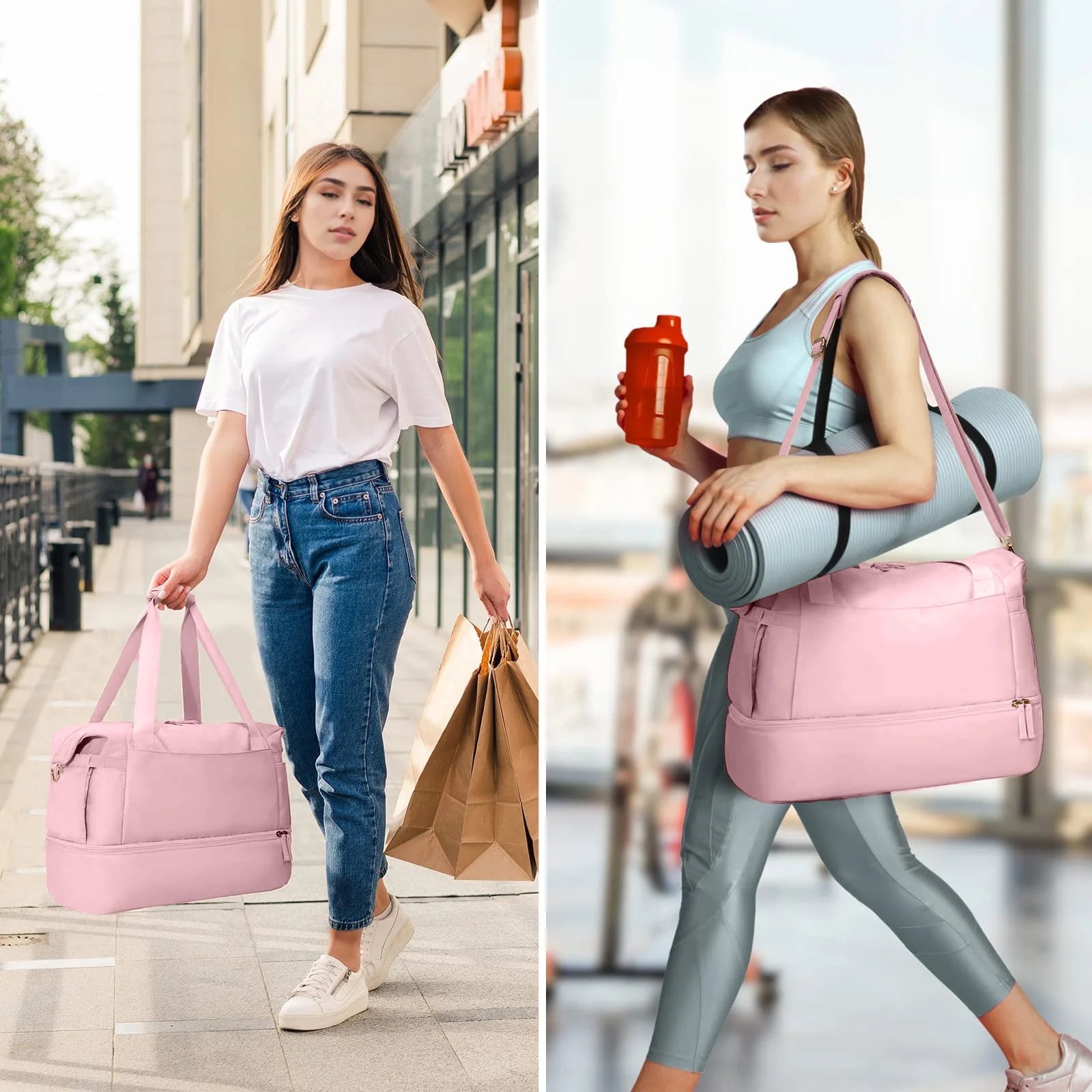 Travel Duffel Bag for Women Gym Bag with USB Charging Port Large Weekender Overnight Bag Yoga Duffle Bags