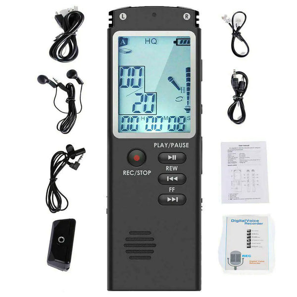 32G Voice Activated Mini Digital Sound Audio Recorder Dictaphone MP3 Player USB Noise Reduction