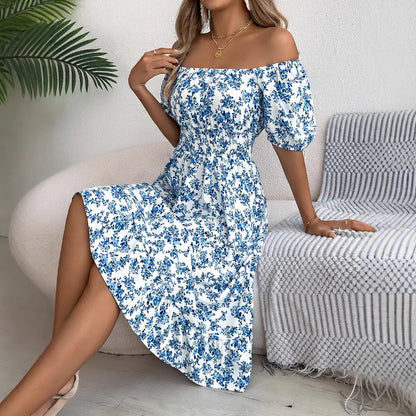 Floral Print Square Collar Dress Summer Fashion Ruffles Dresses Women's Clothing