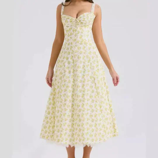 Valentina Lace Bustier Dress with Floral Print (One Piece)