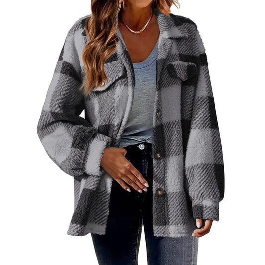 Flannel Jacket WomenShackets for Women 2026Oversized Coats Fall Western Outfits Plaid Shirts Long Sleeve Winter Clothes Fashion Clothing Trending Ofertas Del Dia De Hoy Relampago(Dark GrayXXL)