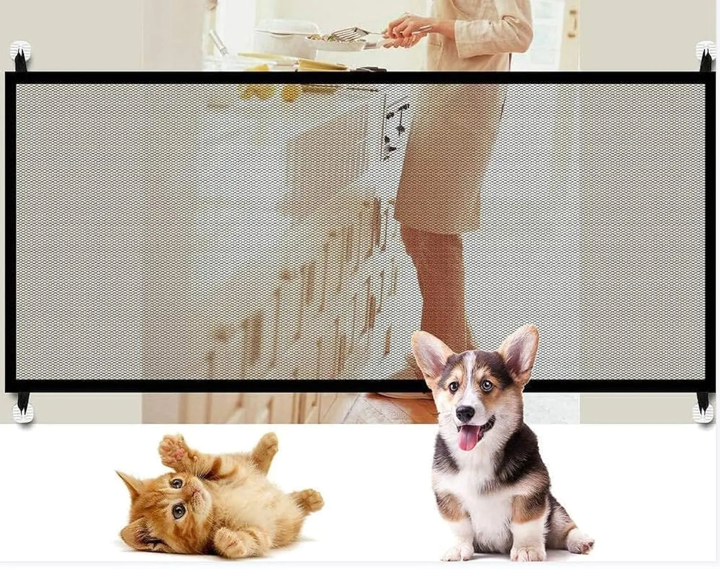 Pet Fence Isolation Fence Transparent Window Balcony Fence Pet Safety Protection，Pet Door，Dog Door，Pet RailingDog RailingDogs Screen Mesh.(71 * 28.3) Inches